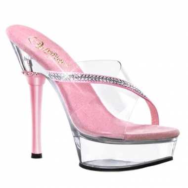 Sexy  Licht roze slipper pumps steentjes schoenen