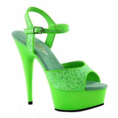 Sexy  Neon groene glitter sandalen Caydence schoenen