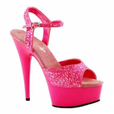 Sexy  Neon roze glitter sandalen Caydence schoenen