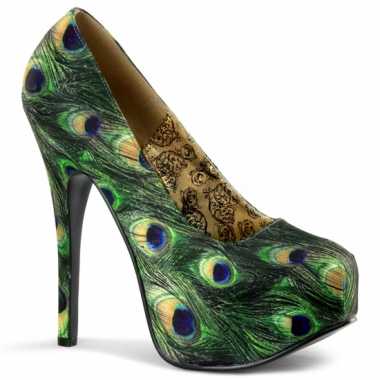 Sexy  Pauwen print plateau pumps schoenen
