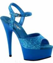 Sexy neon blauwe glitter sandalen caydence schoenen